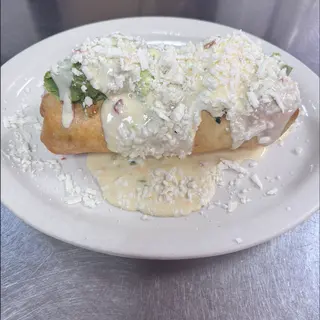 Deep-Fried Jalapeño Cheese Dipped Burrito.